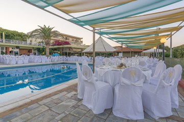 Outdoor banquet area