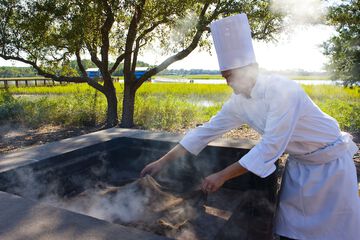 Outdoor banquet area