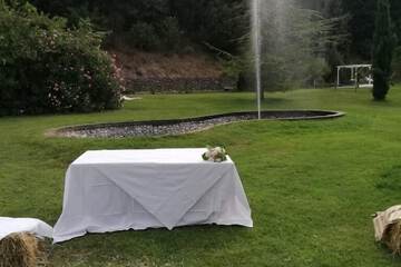 Outdoor banquet area