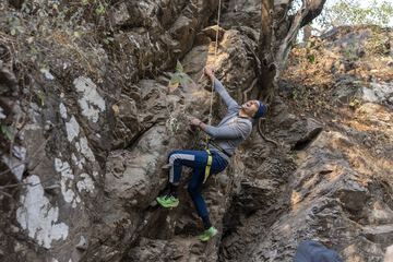 Outdoor rock climbing