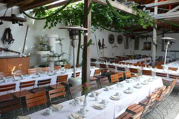 Outdoor banquet area
