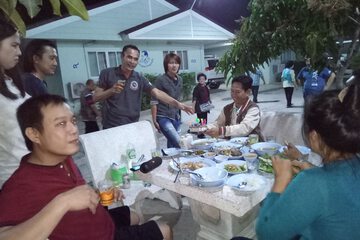 Outdoor banquet area