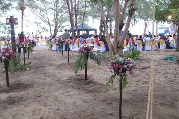 Outdoor banquet area