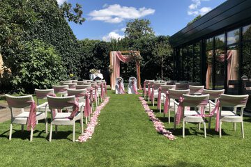 Outdoor banquet area