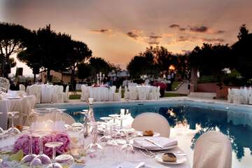 Outdoor banquet area