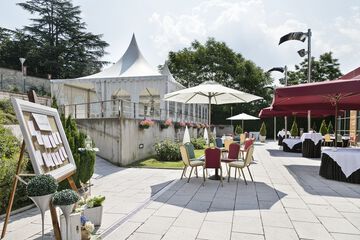 Outdoor banquet area