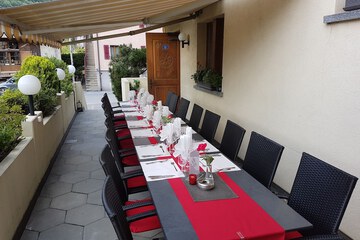 Outdoor banquet area