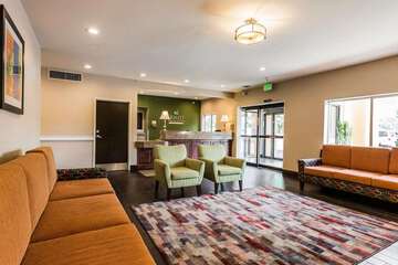 Spacious lobby with sitting area