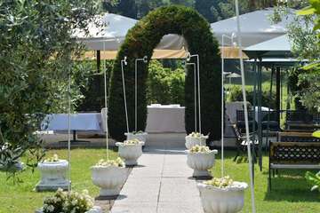 Outdoor banquet area