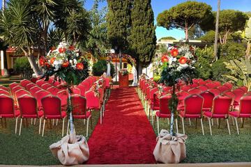 Outdoor banquet area