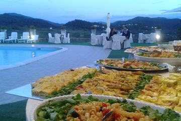 Outdoor banquet area