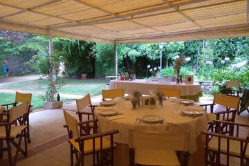 Outdoor banquet area