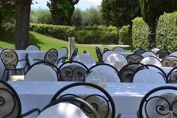 Outdoor banquet area