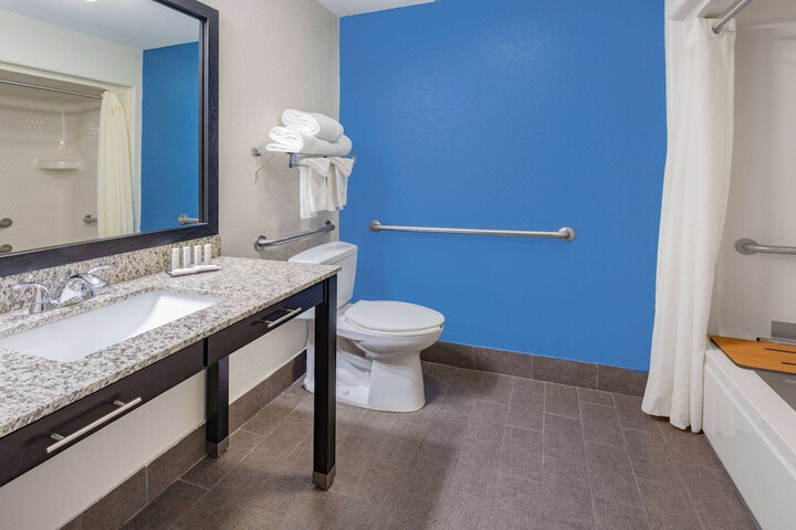 1 Queen Bed Mobility Hearing Accessible Room Bathtub with Grab Bars (15 of 15)