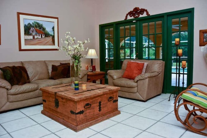 Image of Jupiter Pool Tiki HUT 3 Waterfalls Exotic Trees