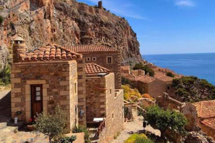 Exterior of MonoLithos Inn