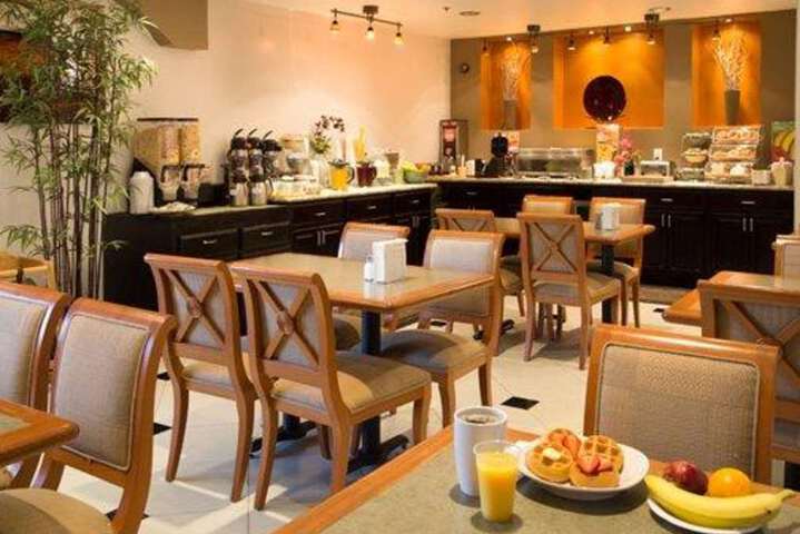 Enjoy breakfast in this seating area