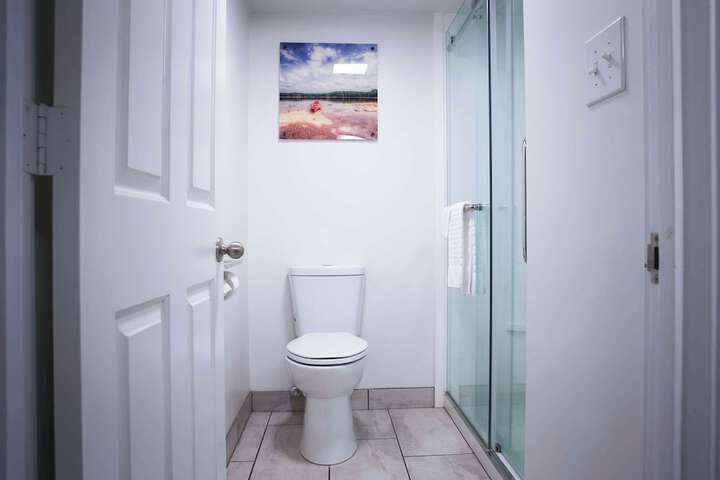 Accessible 1 Queen Accessible Roll in Shower Theme Room Work Desk Microwave and Refrigerator (4 of 8)