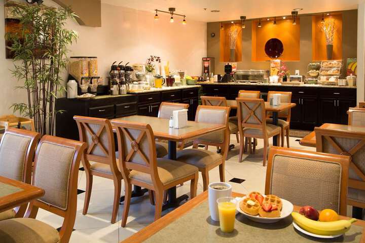 Enjoy breakfast in this seating area