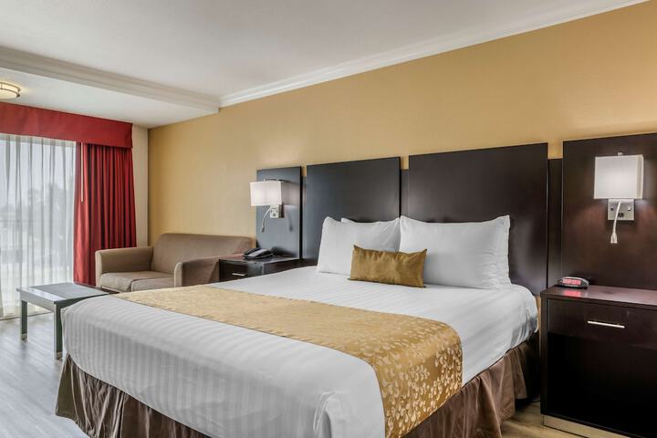 1 King Bed Refrigerator High Speed Internet Accessible Coffee Maker, Hairdryer Iron and Ironi (9 of 25)