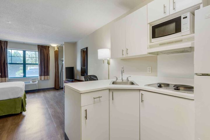 1 Queen Bed | ADA Accessible Roll in Shower Kitchen (7 of 9)