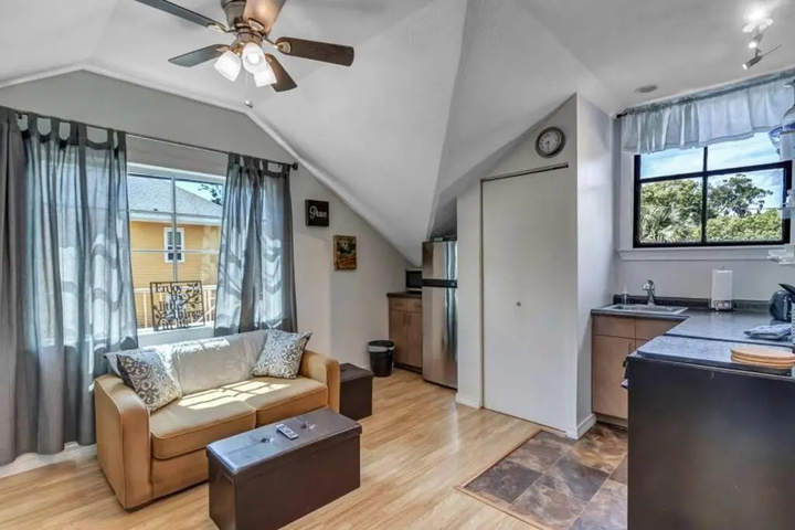 Exterior of Comfy studio - stylish yet budget friendly!