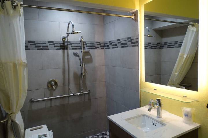 Accessible 1 Queen Mobility Accessible Bathtub Microwave and Refrigerator Full Breakfast (1 of 14)