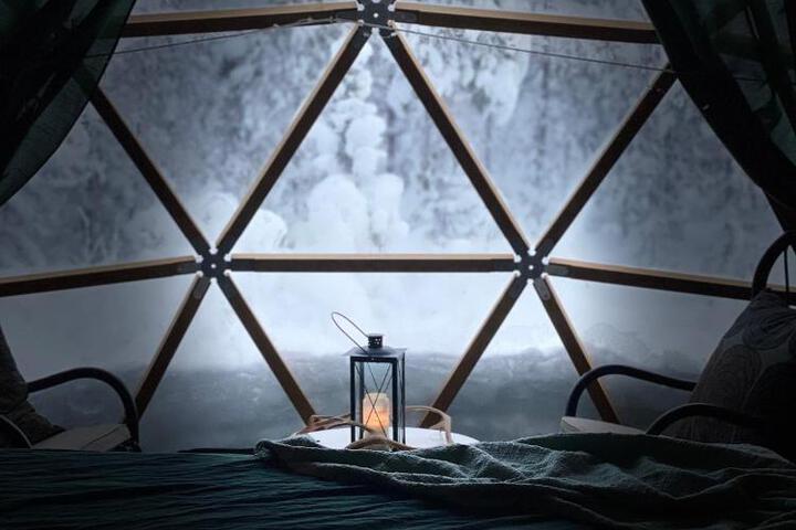 Image of Private Jacuzzi Igloo bedroom in Aurora Lounge Hotel with shared sauna and pet friendly