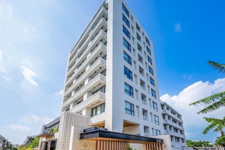 Exterior of Tabino Hotel lit Miyakojima