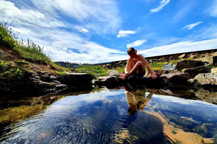 Exterior of Hótel Laugarhóll with natural hot spring