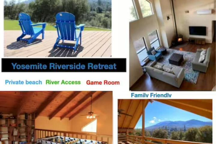 Yosemite Riverside Retreat with small beach access and air conditioning in Oakhurst, CA
