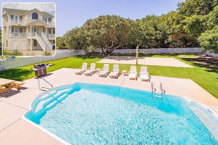 King BEEch - Southern Shores 300 Yds to Beach, Ocean View, Pool, Hot Hub, Fenced Yard