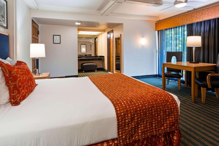 1 King Bed Patio Pool View Microwave and Refrigerator WiFi Continental Breakfast (1 of 8)