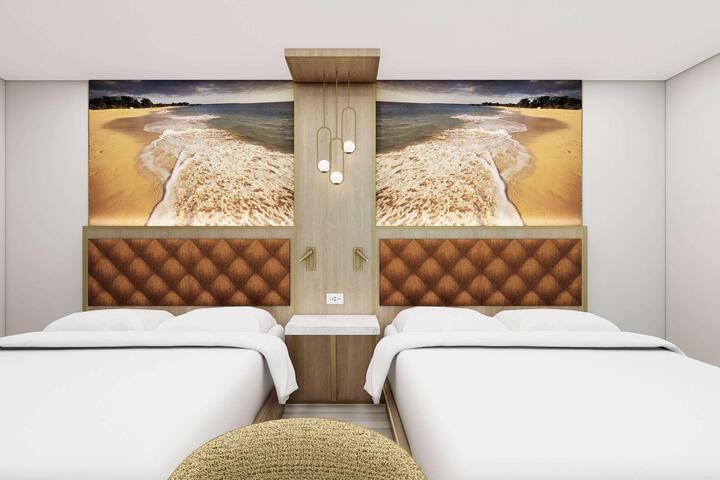 2 Double Beds Mobility Hearing Accessible Room Roll in Shower (5 of 6)