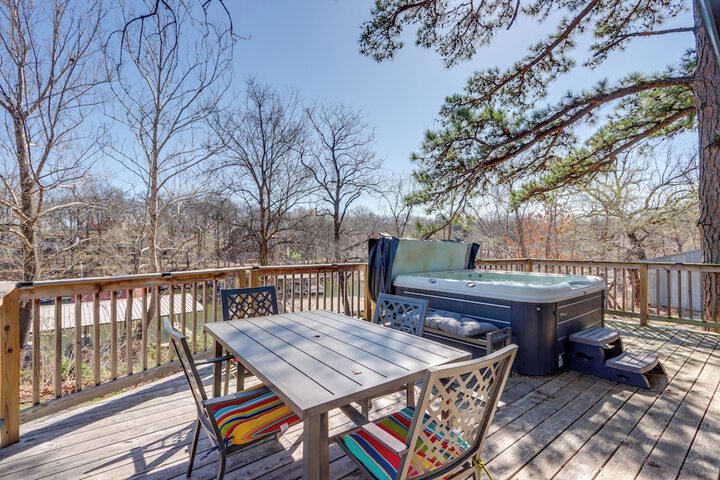 Deck & Boat Dock: Lakefront Cabin in Eucha!