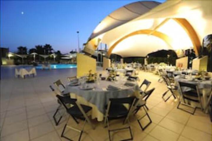 Outdoor banquet area