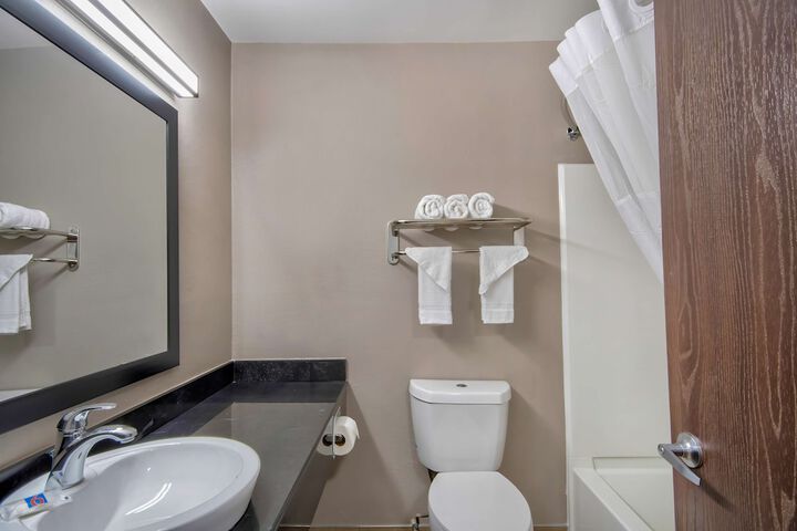 1 Queen Bed | ADA Accessible Roll in Shower Kitchen (9 of 15)