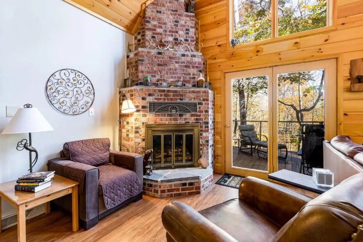 Photo of Private Creek Hot Tub, Huge Deck at Chalet Cabin