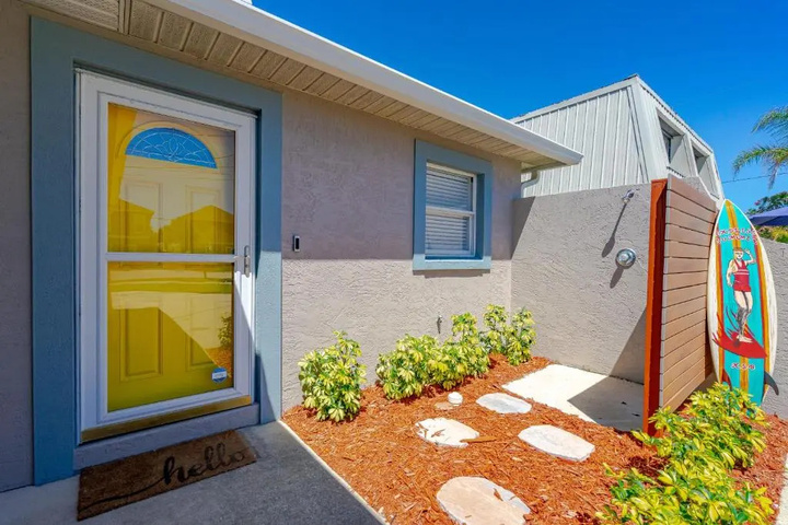 Exterior of Charming Surf House with Fire Pit & Private Fenced Yard Just 30 Seconds To the Beach