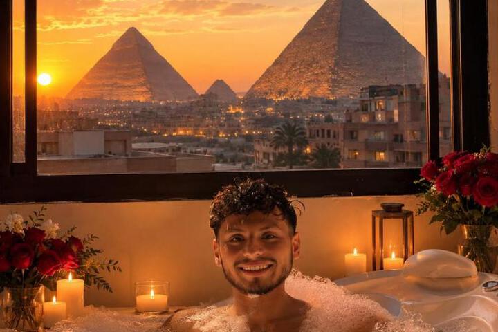 panorama pyramids and jacuzzi