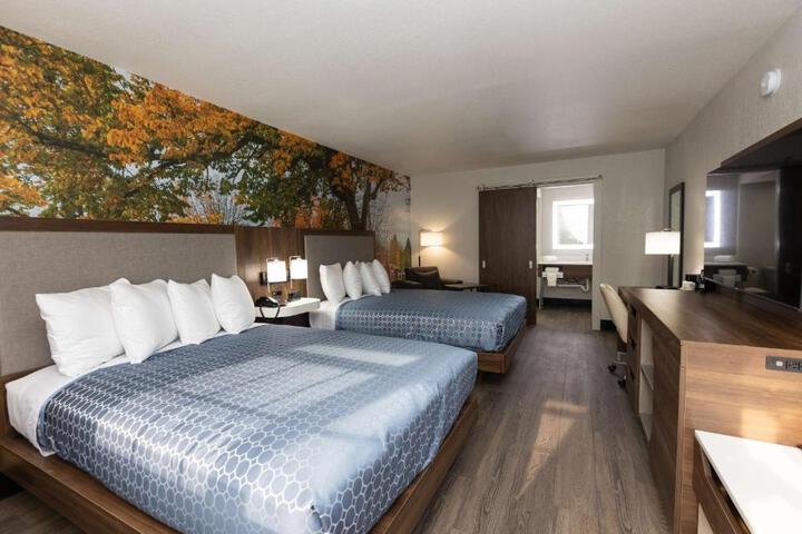2 Queen Beds Work Desk Microwave and Refrigerator Usb Port Air Conditioned Continental Breakfast (2 of 7)