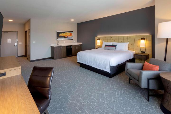 1 King Bed Hearing Accessible Room Roll in Shower Track View (3 of 15)