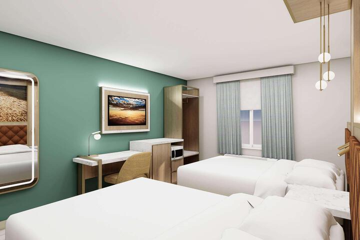 2 Double Beds Mobility Hearing Accessible Room Roll in Shower (4 of 6)