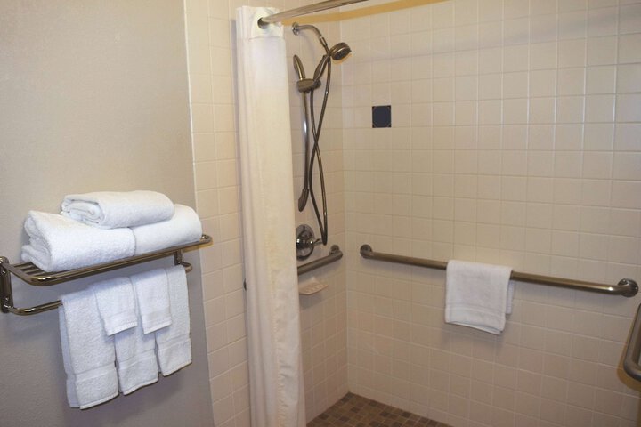 1 Queen Bed Mobility Hearing Accessible Room Roll in Shower (1 of 8)
