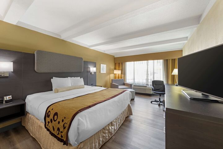 1 King Accessible Roll in Shower Exterior Entrance Microwave, Refrigerator WiFi Full Breakfast (5 of 22)