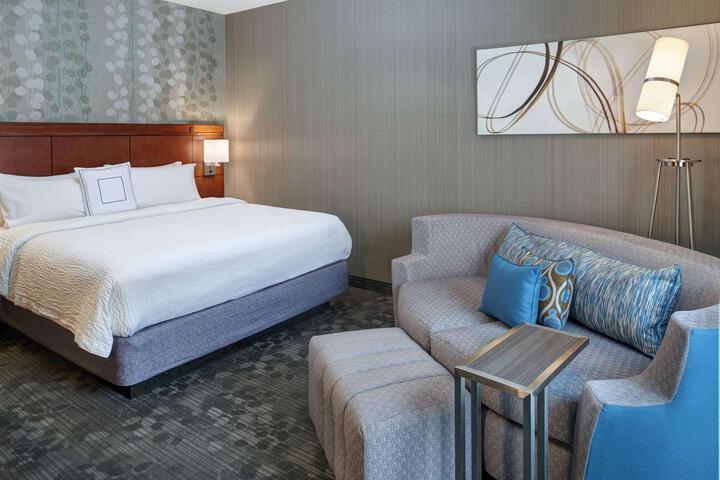1 King Bed Mobility Hearing Accessible Room Roll in Shower (1 of 13)